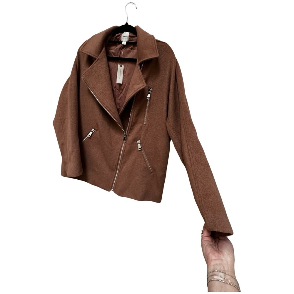 Anthropologie NWT Maeve Longline Moto Wool-Blend Jacket size L. - Picture 6 of 17